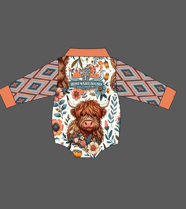 Highland Bloom -Fishing Romper