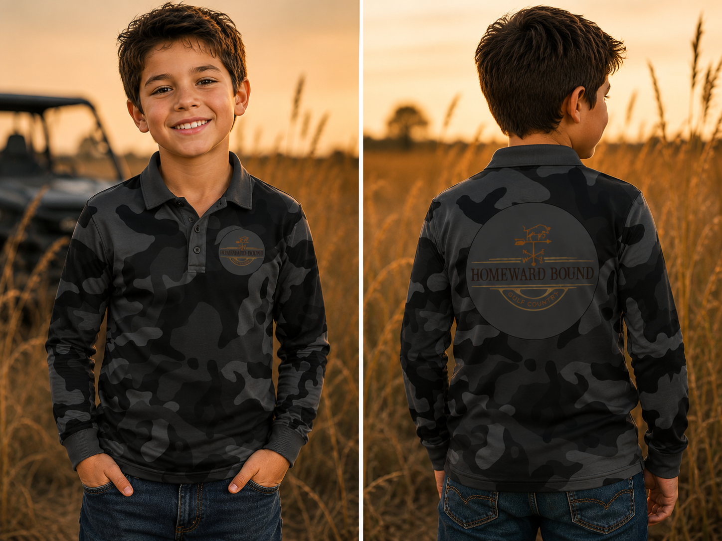 Black Camo - Kids Fishing Shirt